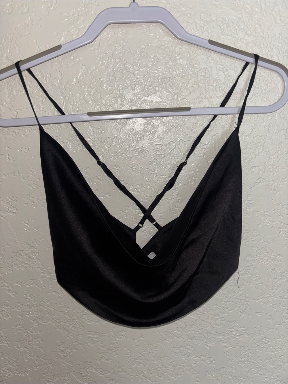 Oh Polly Black Satin Cowl Bandeau Top